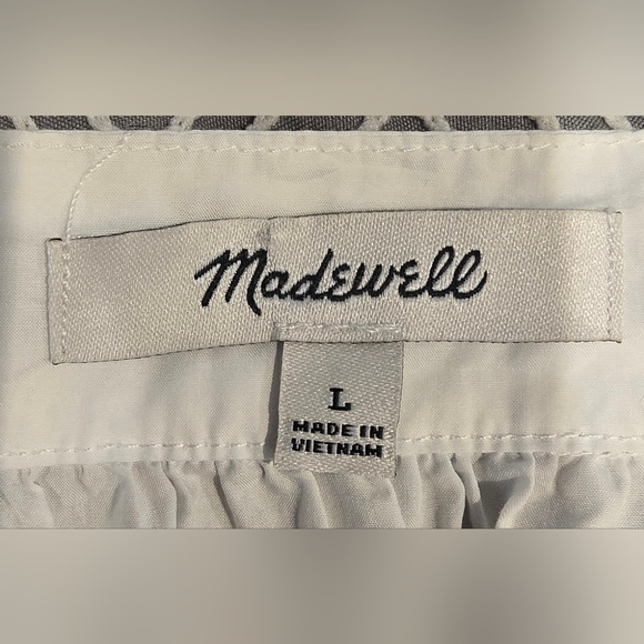 Madewell Square Neck Pleat Sleeve Top In White Size Large - Picture 2 of 7